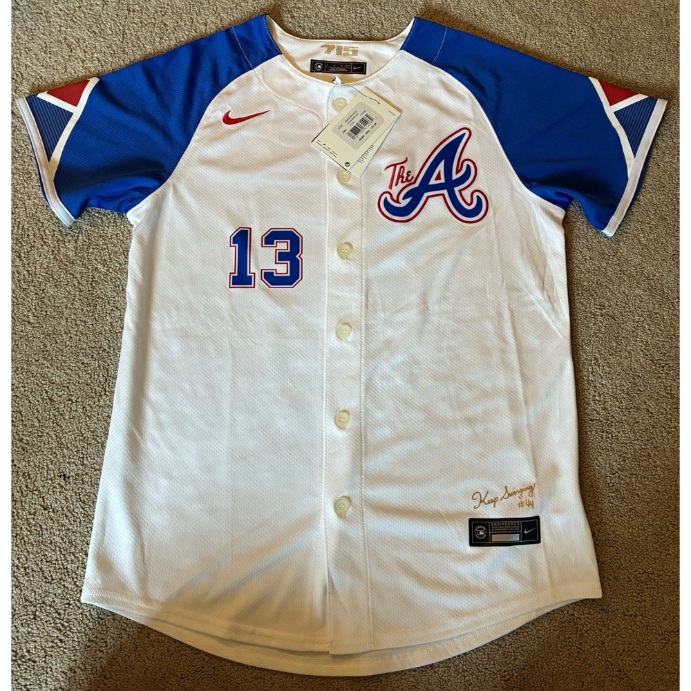 Nike Atlanta Braves Ronald Acuña Jr #13 White Baseball Jersey Youth L 14/16